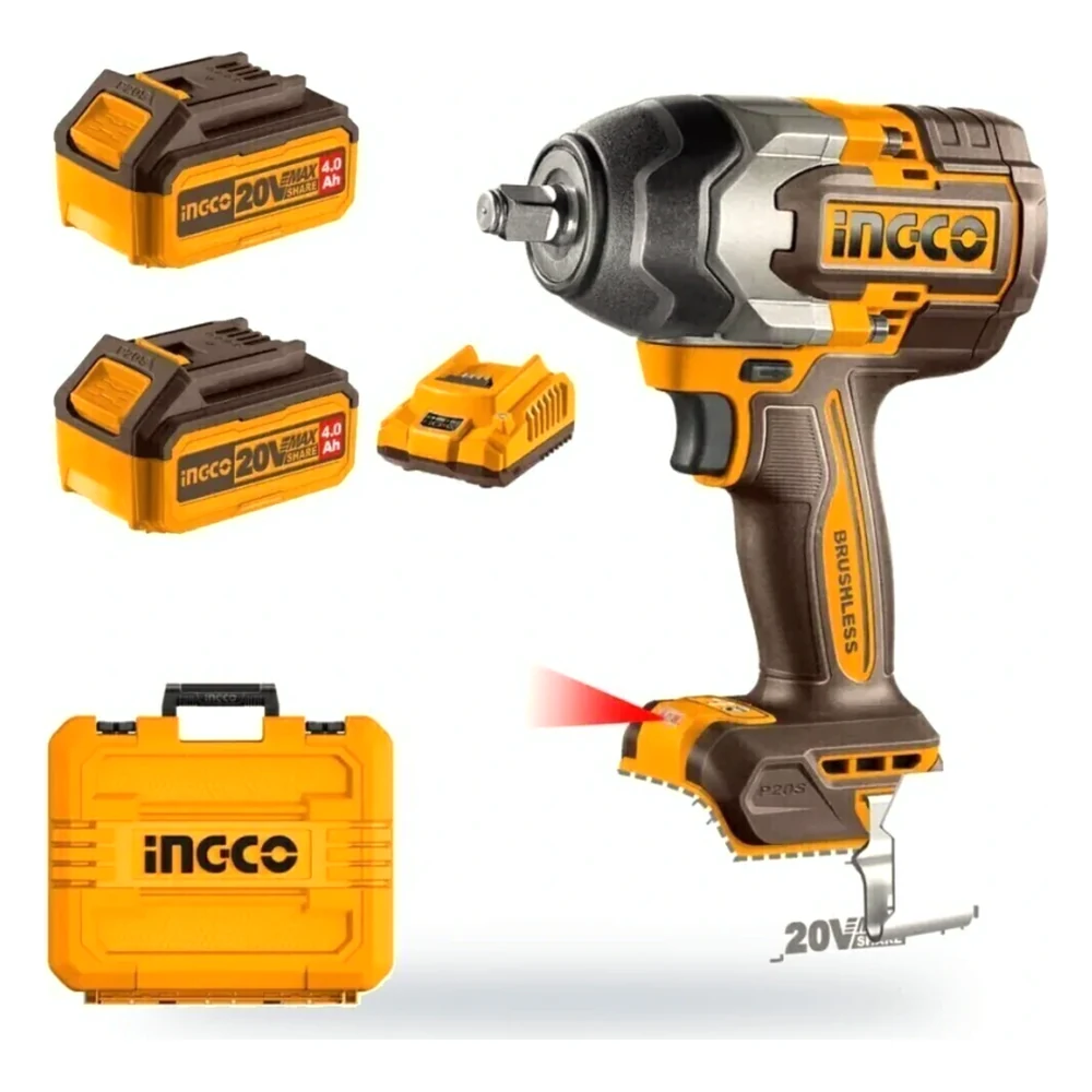 Llave de Impacto Inalámbrica 20V 1/2" 850 Nm Brushless INGCO CIWLI2085