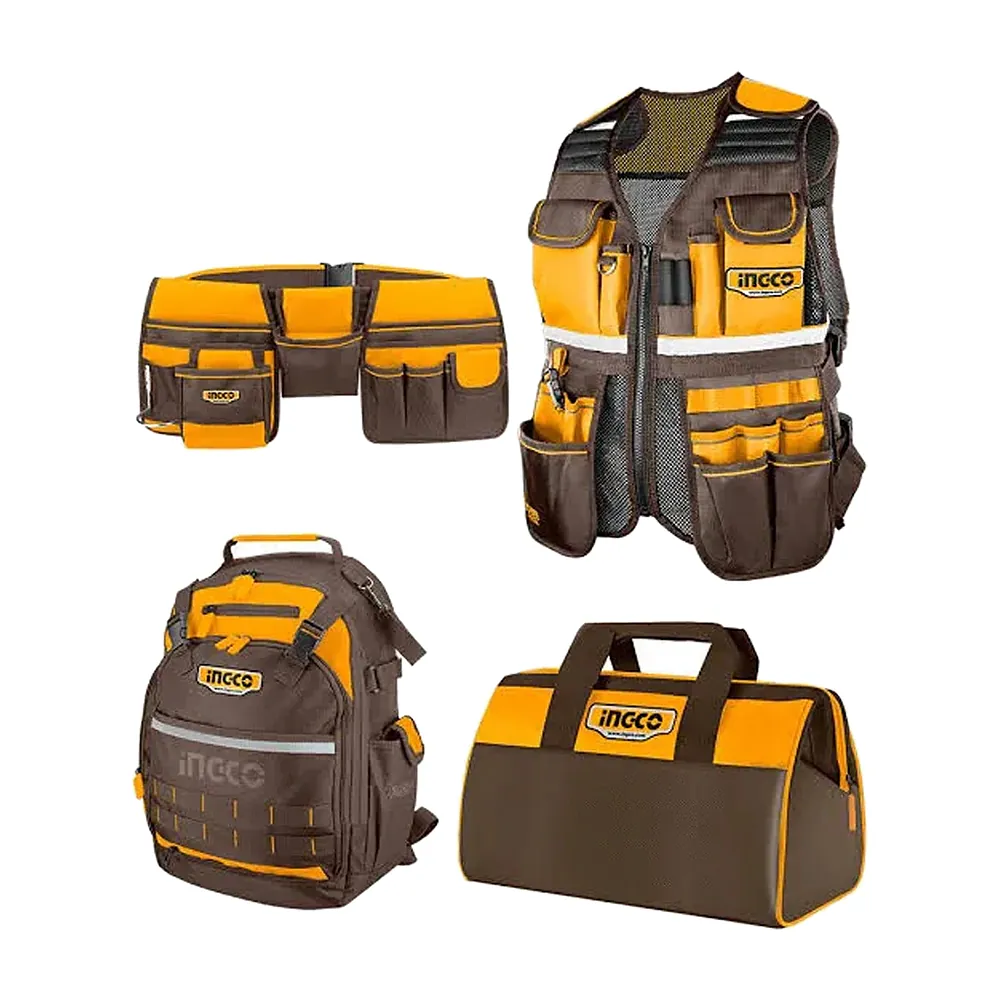 Combo Porta Herramientas Mochila + Chaleco + Bolso + Cinturón INGCO COS230908